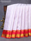 Pure kanchipuram silk saree pastel grey and red with zari woven buttas and zari woven korvai border