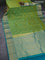 Pure kanchipuram silk saree light green and teal blue with zari woven buttas and zari woven border