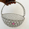 Crystal Basket German Silver, Flower Basket, Fruit Basket for Home Decor (Dia 7 Inches)