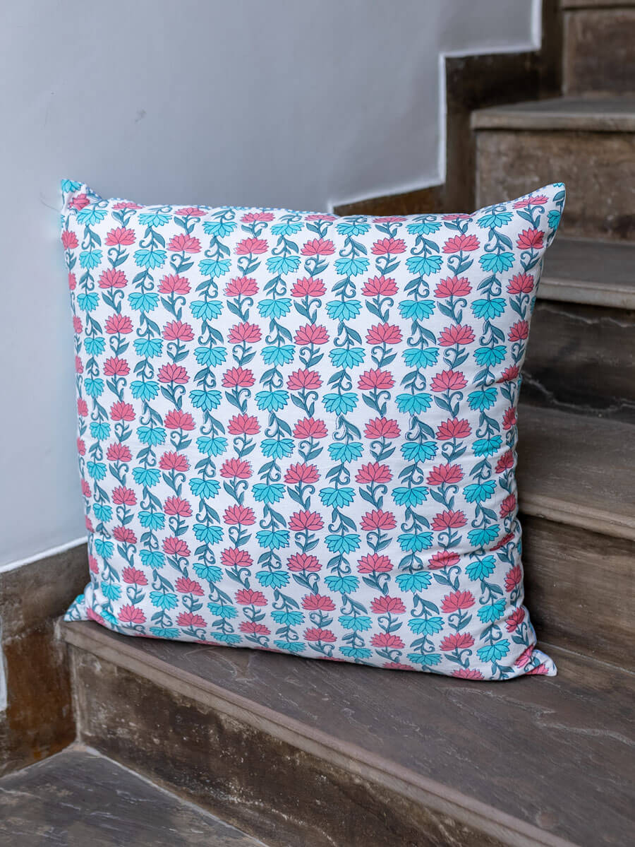 Padmini Block Printed Cotton Cushion Cover - 24 Inch