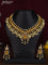 Antique guttapusalu necklace lakshmi design with kemp & cz stones and pearl hangings