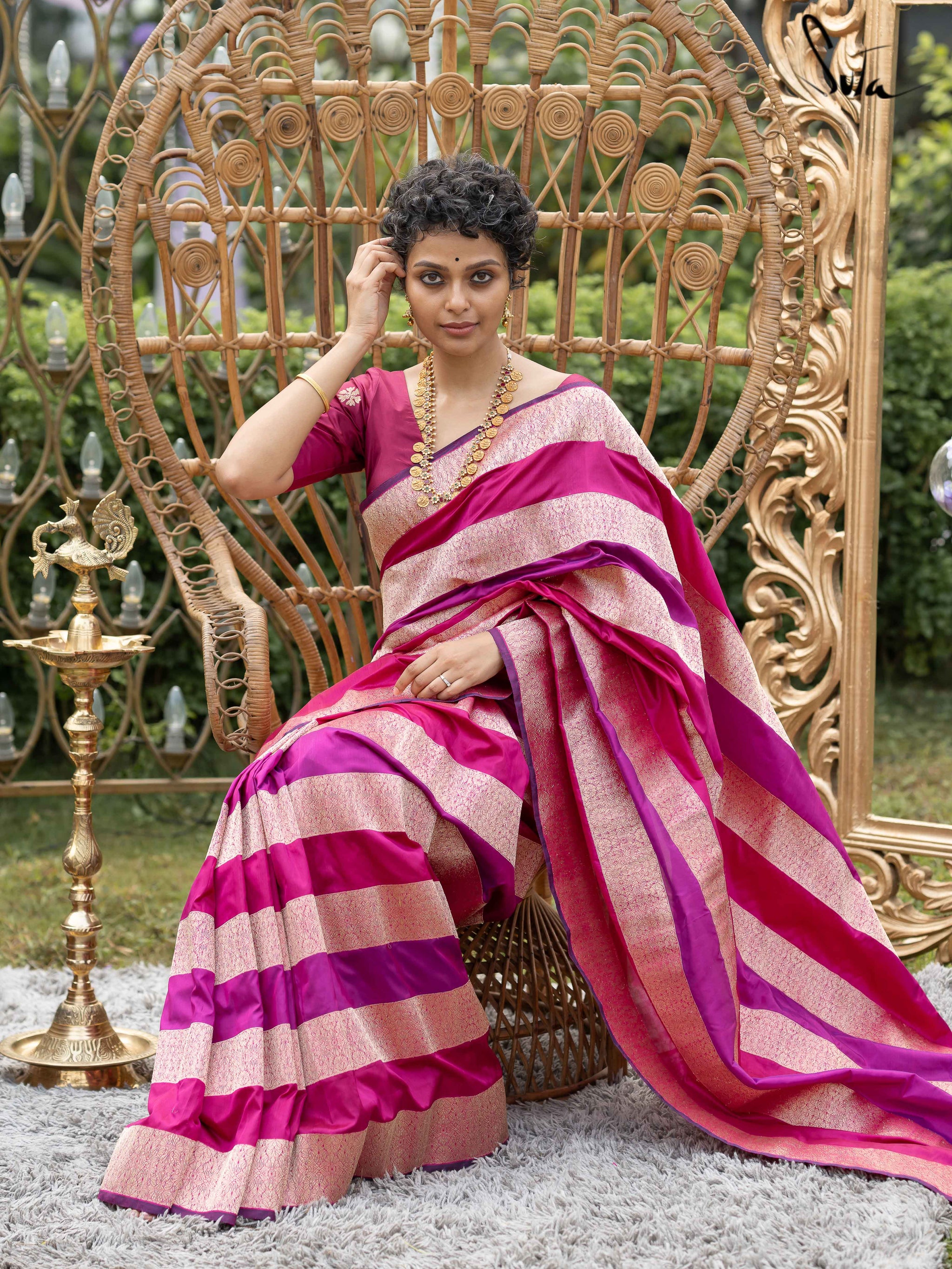 ELEGANT Look For store Durga Puja Pink Satin Silk Saree Beautiful Leaf Printed Golden Blouse Indian Clothing Ethnic Antique Wedding Wear 5 Yards