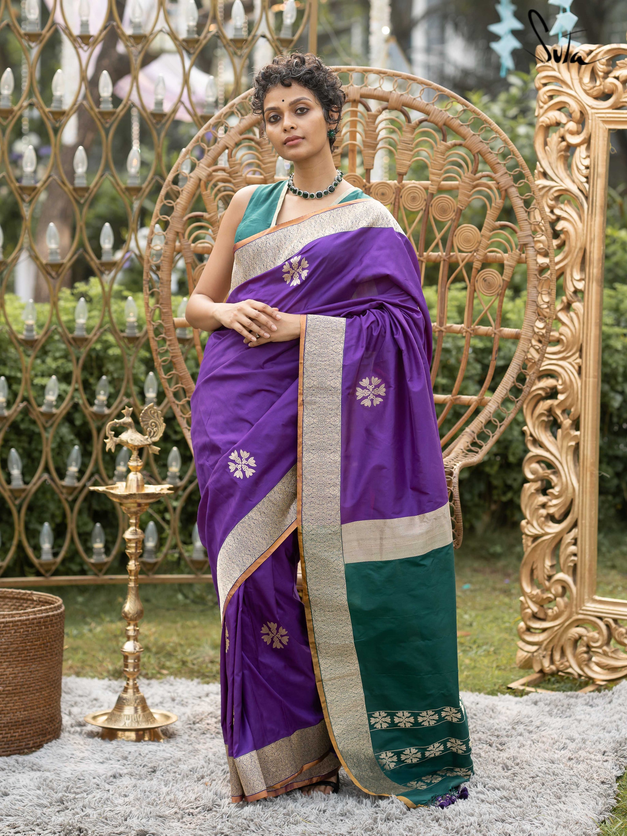 Green Durga puja Pure Linen Handloom Saree Wedding Wear Brides Designer Embroidery Fabric Craft Indian 2024 Women Sari With Running Blouse Piece