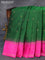 Pure kanjivaram silk saree green and pink with zari woven buttas and rettapet zari woven border