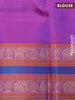 Pure kanjivaram silk saree blue and dual shade of purple with thread woven buttas and thread woven border zero zari