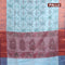 Banarasi semi tussar saree teal blue and wine shade with allover ikat weaves and copper zari woven border