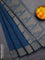 Coimbatore cotton saree peacock blue with allover self emboss and thread woven border