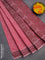 Coimbatore cotton saree pink and coffee brown with allover self emboss and thread woven border