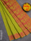 Coimbatore cotton saree fluorescent green and pink with allover self emboss and thread woven border