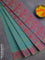Coimbatore cotton saree dual shade of bluish green and pink with allover self emboss and thread woven border