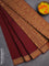 Coimbatore cotton saree maroon and sandal with allover self emboss and thread woven border