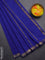 Arani semi silk saree blue with plain body and zari woven border