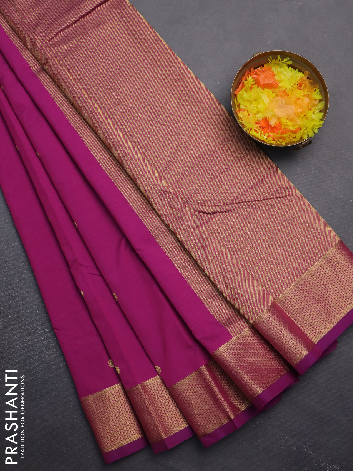Arani semi silk saree purple shade with zari woven buttas and zari woven border