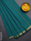 Arani semi silk saree peacock green with zari woven temple buttas and zari woven border