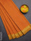 Arani semi silk saree dual shade of mango yellow with plain body and zari woven simple border