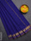 Arani semi silk saree blue and dark mustard with plain body and zari woven simple border