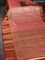 Bangalori tissue silk saree peach pink and red with allover zari woven brocade weaves and long zari woven border