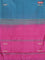 Banana pith saree teal blue and light pink with thread woven buttas in borderless style