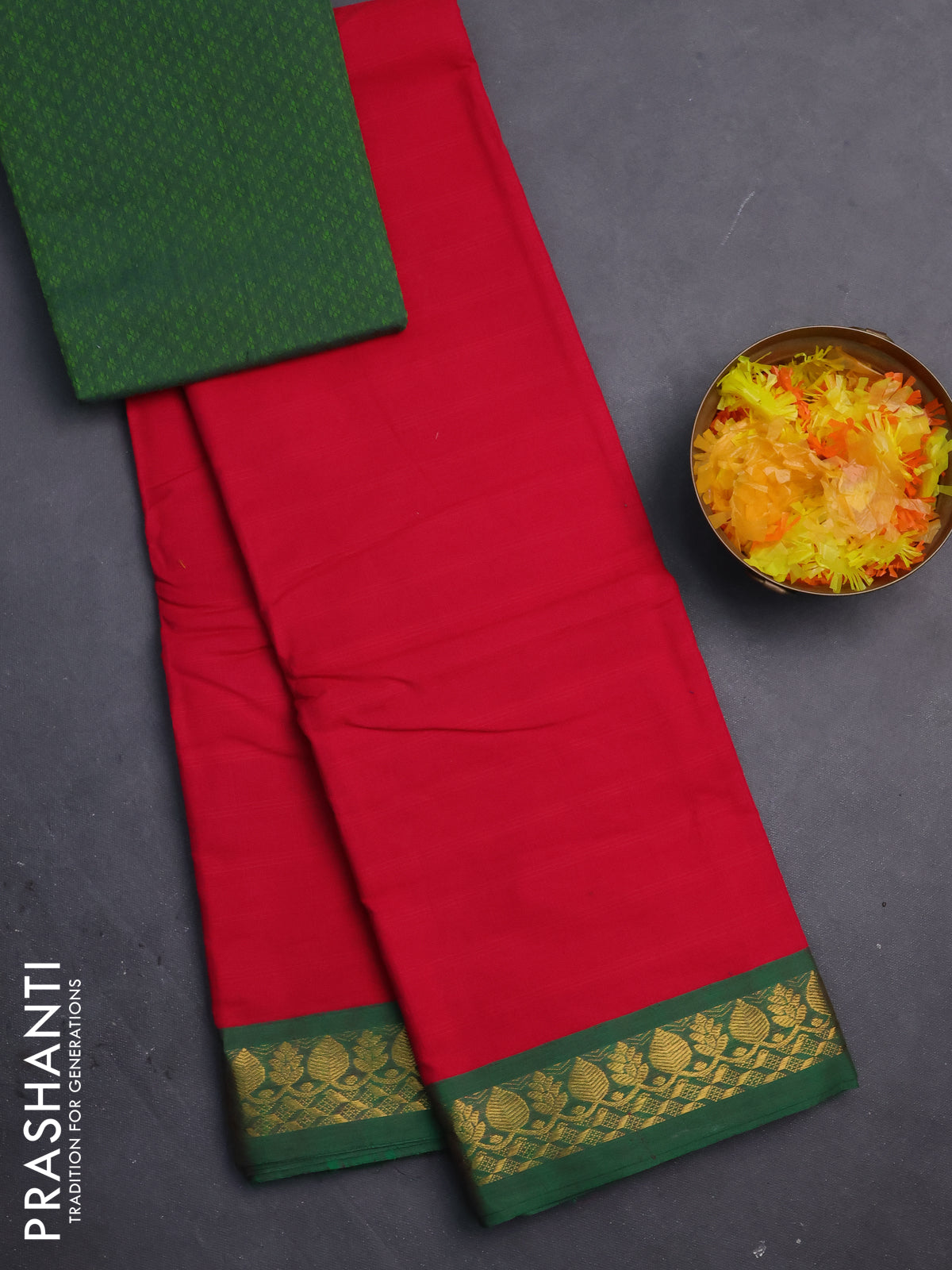 Chettinad cotton saree pink and green with checked pattern and zari woven border
