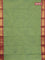 Chettinad cotton saree light green and red with plain body and zari woven border