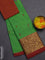 Chettinad cotton saree green and red with thread woven buttas and long zari woven border