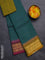 Chettinad cotton saree teal green and mustard yellow with thread woven buttas and ganga jamuna border