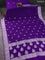 Banarasi chiffon silk saree violet with silver zari woven buttas and silver zari woven border