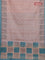 Chappa saree peach shade and teal blue with allover small zari checked pattern & butta prints and printed border