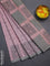 Chappa saree peach pink and grey with allover small zari checked pattern & butta prints and printed border