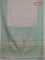 Chappa saree beige and teal green with allover small zari checked pattern and printed border