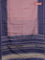 Chappa saree pastel pink and dark blue with allover small zari checked pattern and temple design zari woven border