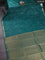 Bangalori semi silk saree teal green with allover ikat weaves and zari woven border