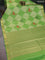 Bangalori semi silk saree lime green and light green with allover ikat weaves and zari woven border