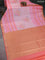 Bangalori semi silk saree mild peach pink and orange with allover ikat weaves and zari woven border