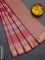 Bangalori semi silk saree sandal pink and maroon with allover elephant butta ikat weaves and zari woven border