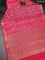 Bangalori semi silk saree peach pink and pink with floral design ikat weaves and zari woven border