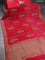 Banarasi semi raw silk saree maroon with allover thread & zari weaves and woven border