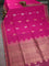 Kora silk cotton saree magenta pink with silver & gold zari woven buttas and zari woven border