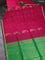 Kora silk cotton saree magenta pink and green with zari woven buttas and zari woven border