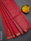 Kora silk cotton saree dual shade of pinkish orange and pink with silver & gold zari woven buttas and zari woven border