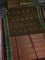 Kora silk cotton saree dark mehendi green and deep maroon with silver & gold zari woven floral buttas and long zari woven border