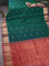 Kora silk cotton saree green and maroon with silver & gold zari woven geometric buttas and zari woven border