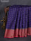 Banarasi tussar silk saree blue and red with thread & zari woven floral buttas and woven border