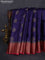 Banarasi tussar silk saree blue and maroon with thread & zari woven buttas and woven border