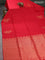 Kanchipuram soft silk saree red with zari woven buttas in borderless style