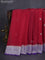 Banarasi chiffon silk saree red and violet with silver zari woven buttas and floral silver zari woven border
