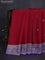 Banarasi chiffon silk saree tomato red and violet with silver zari woven buttas and floral silver zari woven border