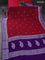 Banarasi chiffon silk saree tomato red and violet with silver zari woven buttas and floral silver zari woven border
