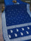 Banarasi chiffon silk saree peacock blue with silver zari woven buttas and floral silver zari woven border
