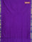 10 yards Poly cotton saree violet and cs blue with plain body and zari woven border